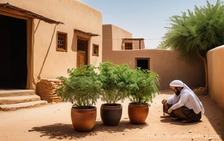 IoT 기기로 구축하는 스마트 빌리지 사례 - **"A bustling, picturesque smart village in an arid, culturally rich Arab region, bathed in warm, ea...
