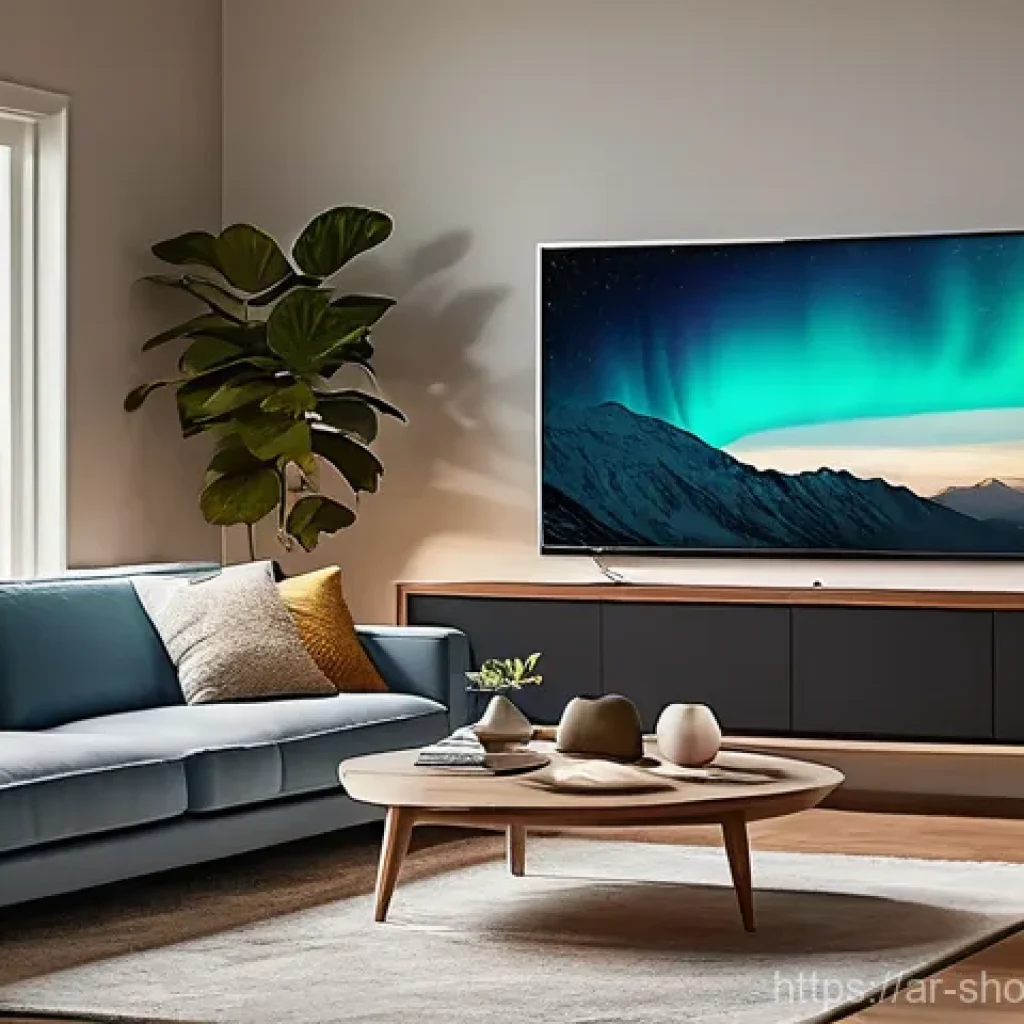 스마트홈 구축에 적합한 IoT 기기 브랜드 비교 - **Prompt:** "A modern, cozy living room bathed in dynamic, warm smart lighting, adapting to a family...